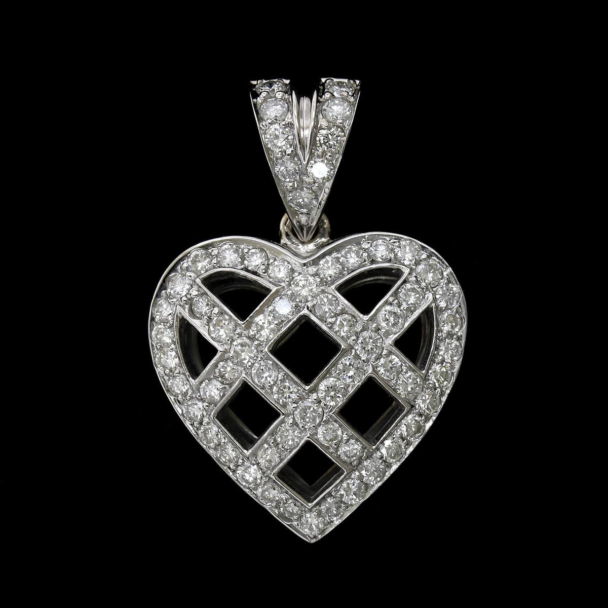 14K White Gold Estate Diamond Heart Pendant