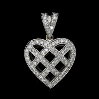 14K White Gold Estate Diamond Heart Pendant