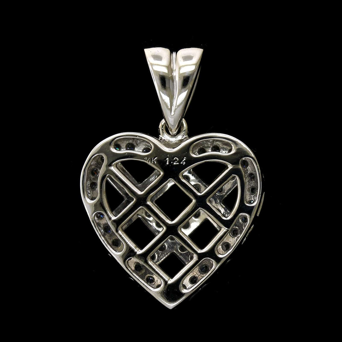 14K White Gold Estate Diamond Heart Pendant