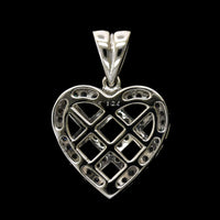 14K White Gold Estate Diamond Heart Pendant