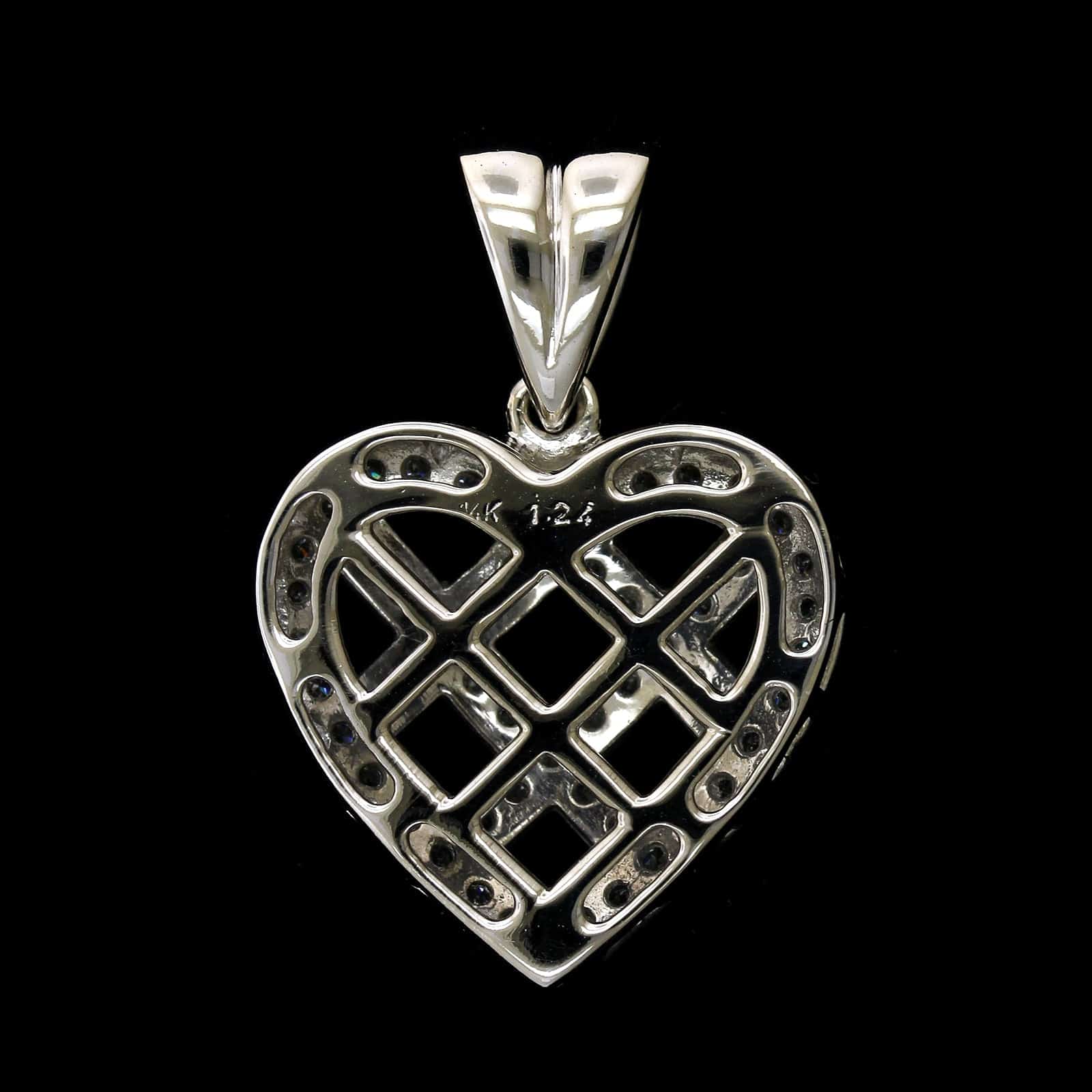 14K White Gold Estate Diamond Heart Pendant