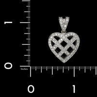 14K White Gold Estate Diamond Heart Pendant