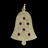 14K Yellow Gold Estate Pink Sapphire Bell Charm