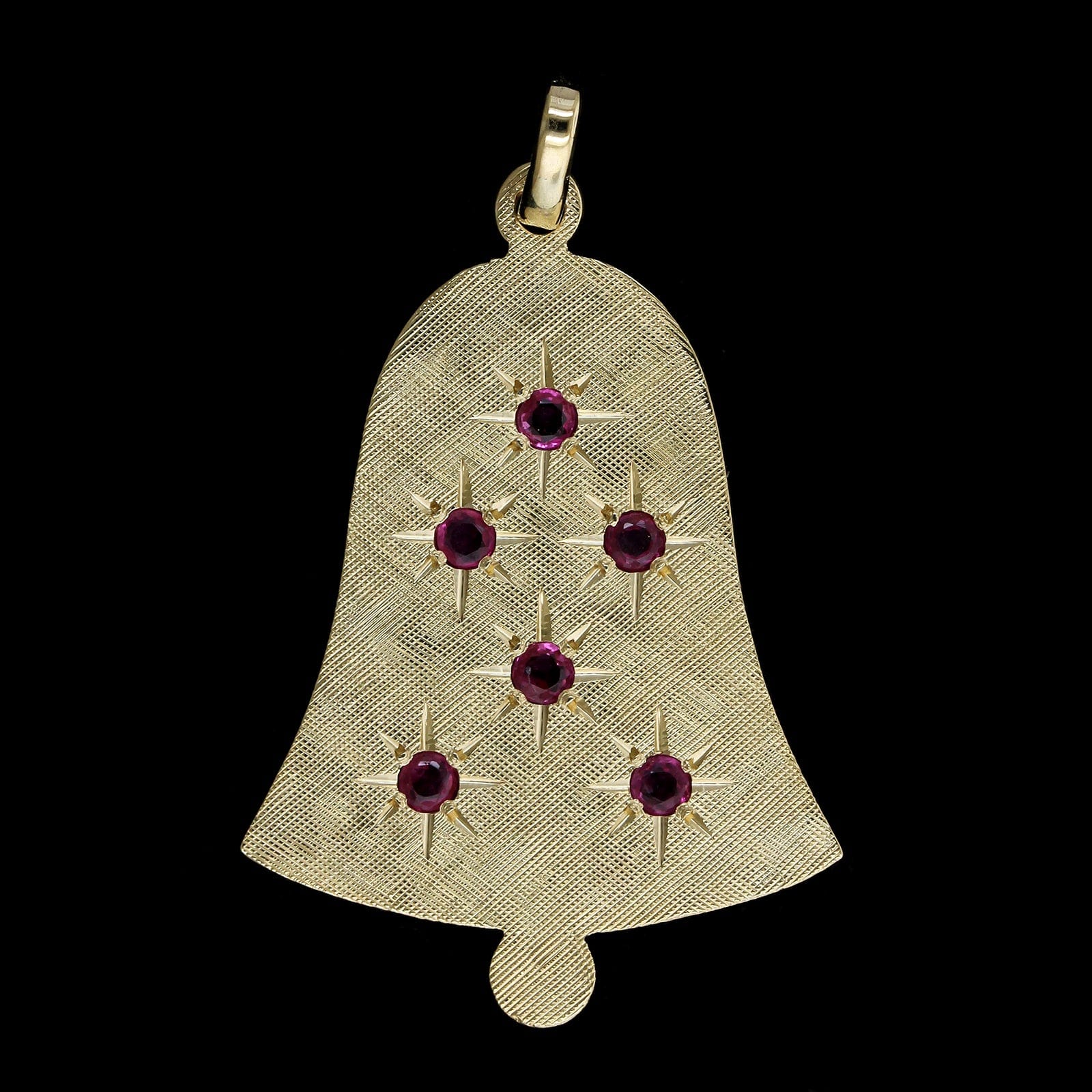 14K Yellow Gold Estate Pink Sapphire Bell Charm