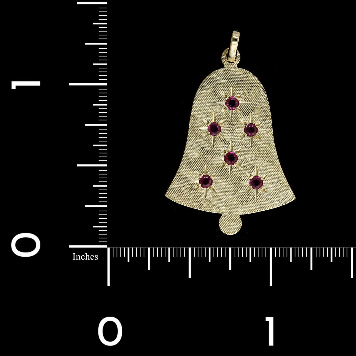 14K Yellow Gold Estate Pink Sapphire Bell Charm