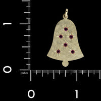 14K Yellow Gold Estate Pink Sapphire Bell Charm