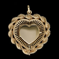 14K Yellow Gold Estate Heart Locket Pendant