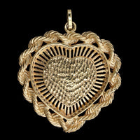 14K Yellow Gold Estate Heart Locket Pendant
