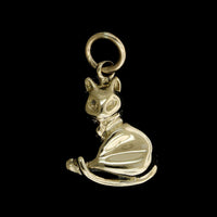 14K Yellow Gold Estate Cat Charm