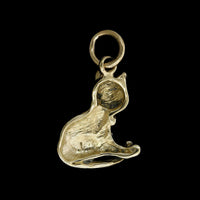 14K Yellow Gold Estate Cat Charm