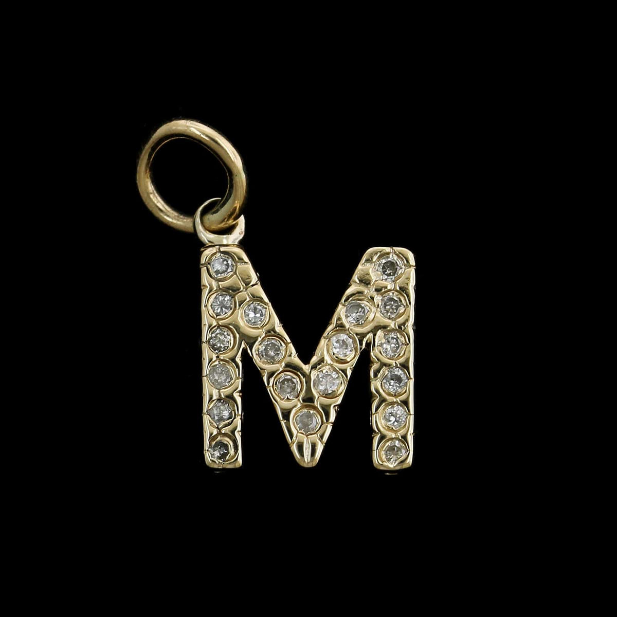 14K Yellow Gold Estate Diamond 'M' Charm