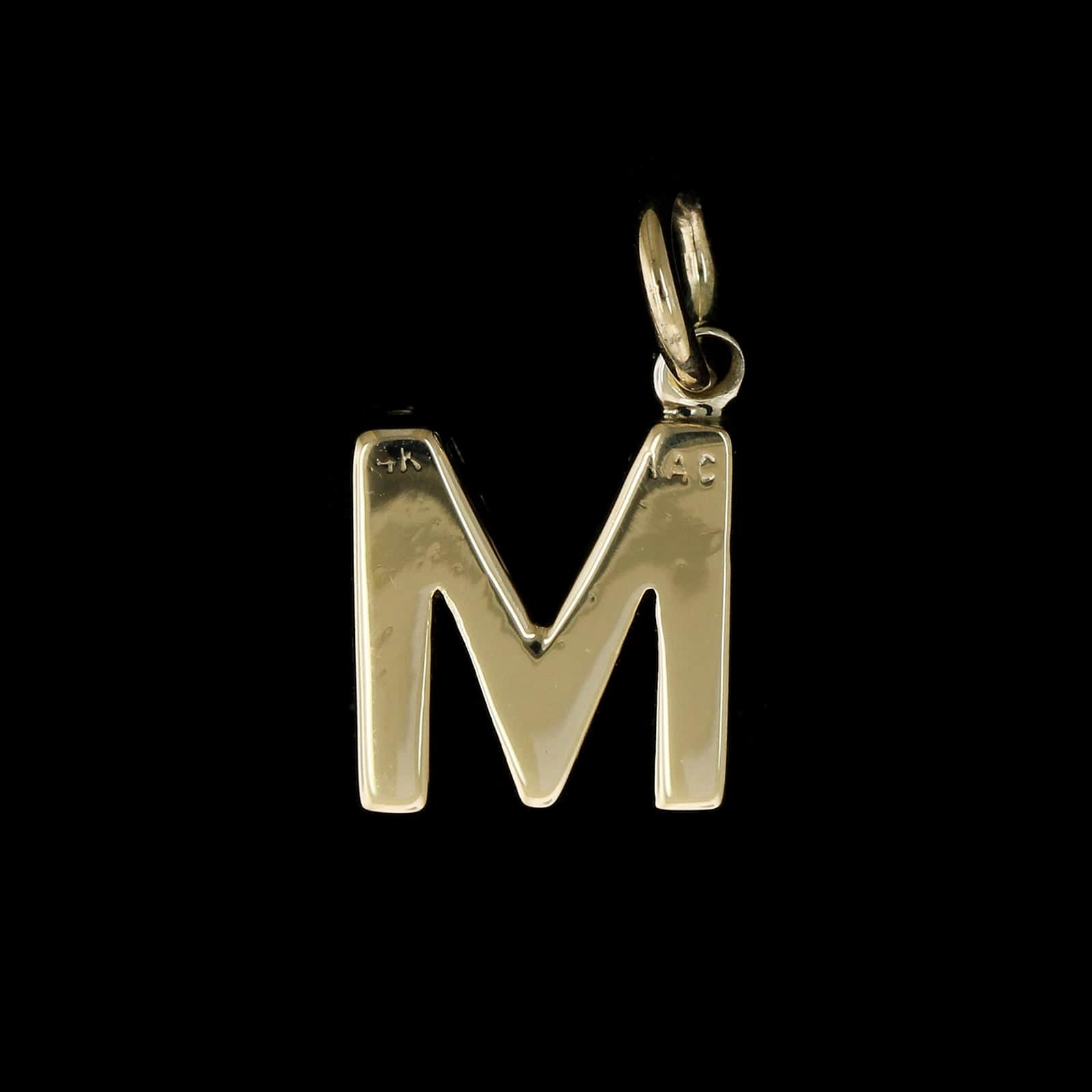 14K Yellow Gold Estate Diamond 'M' Charm