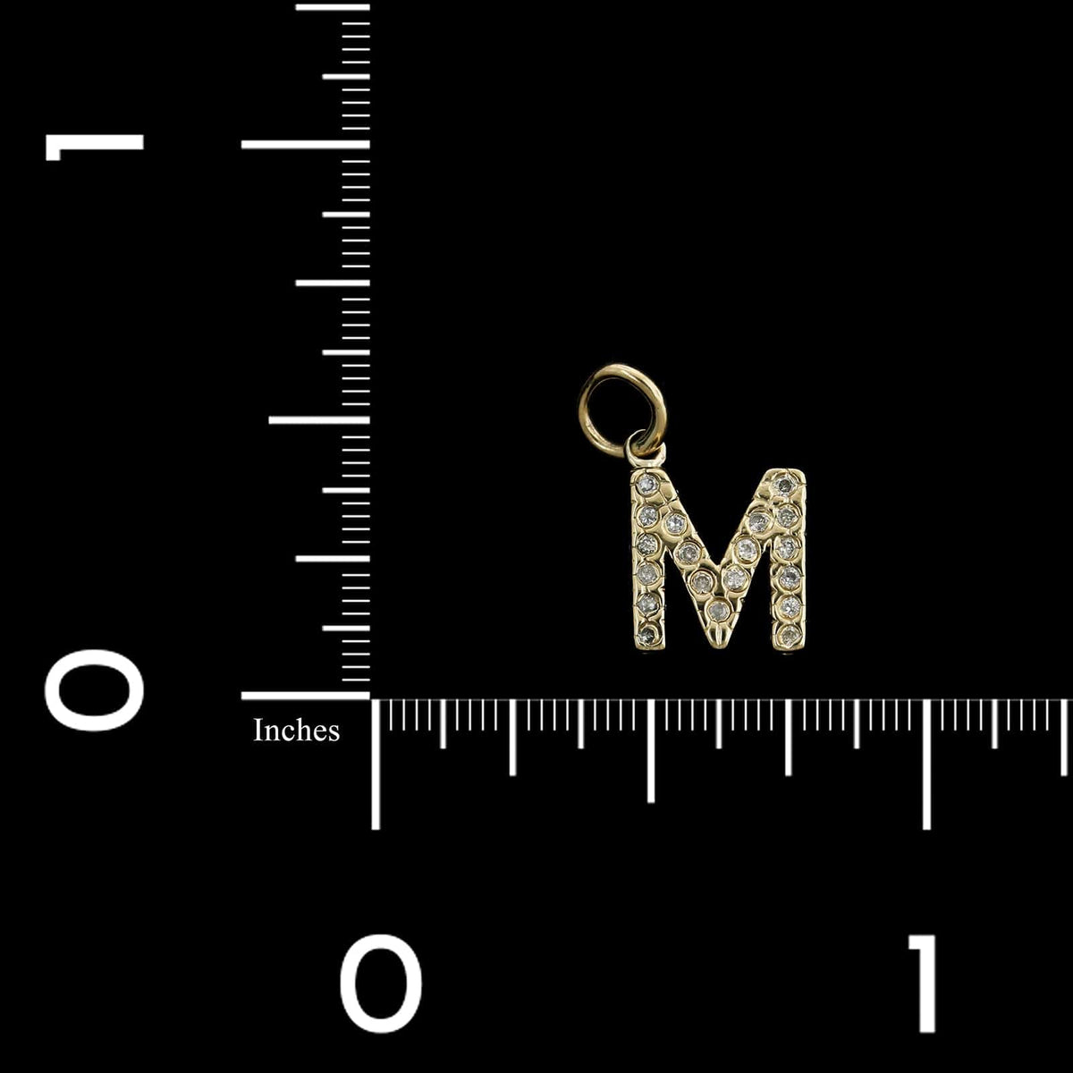 14K Yellow Gold Estate Diamond 'M' Charm