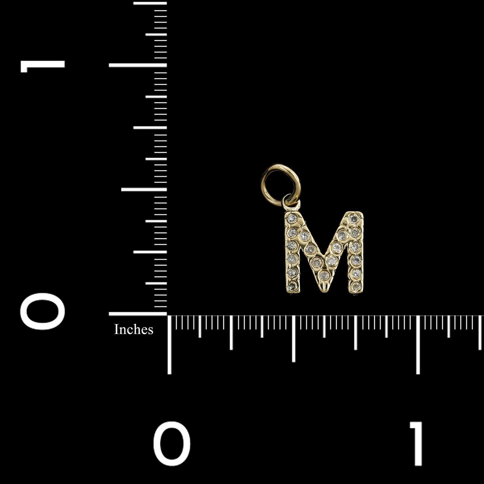 14K Yellow Gold Estate Diamond 'M' Charm