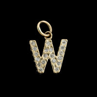 14K Yellow Gold Estate Diamond 'W' Charm