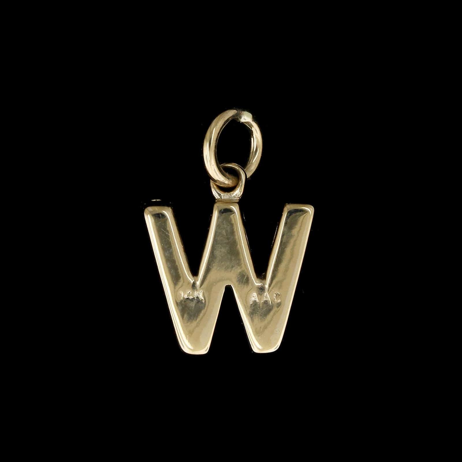 14K Yellow Gold Estate Diamond 'W' Charm