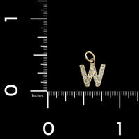 14K Yellow Gold Estate Diamond 'W' Charm