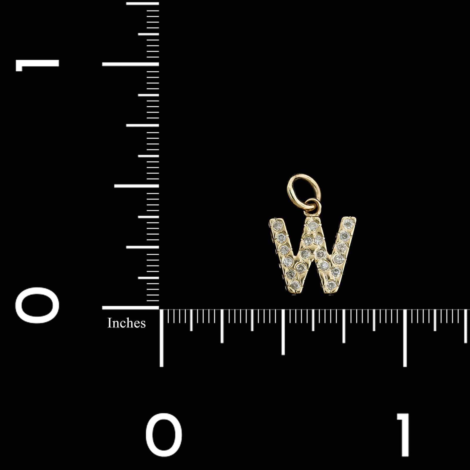 14K Yellow Gold Estate Diamond 'W' Charm