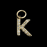 14K Yellow Gold Estate Diamond 'K' Charm
