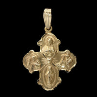 14K Yellow Gold Estate Four Way Religious Medal