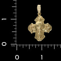 14K Yellow Gold Estate Four Way Religious Medal