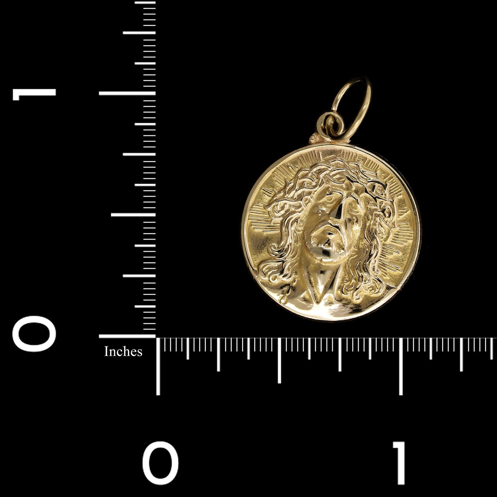 14K Yellow Gold Estate Christ Head Medal Charm