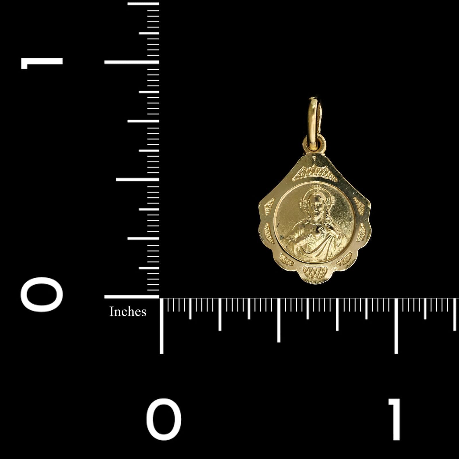 14K Yellow Gold Estate Sacred Heart of Jesus Medal Charm