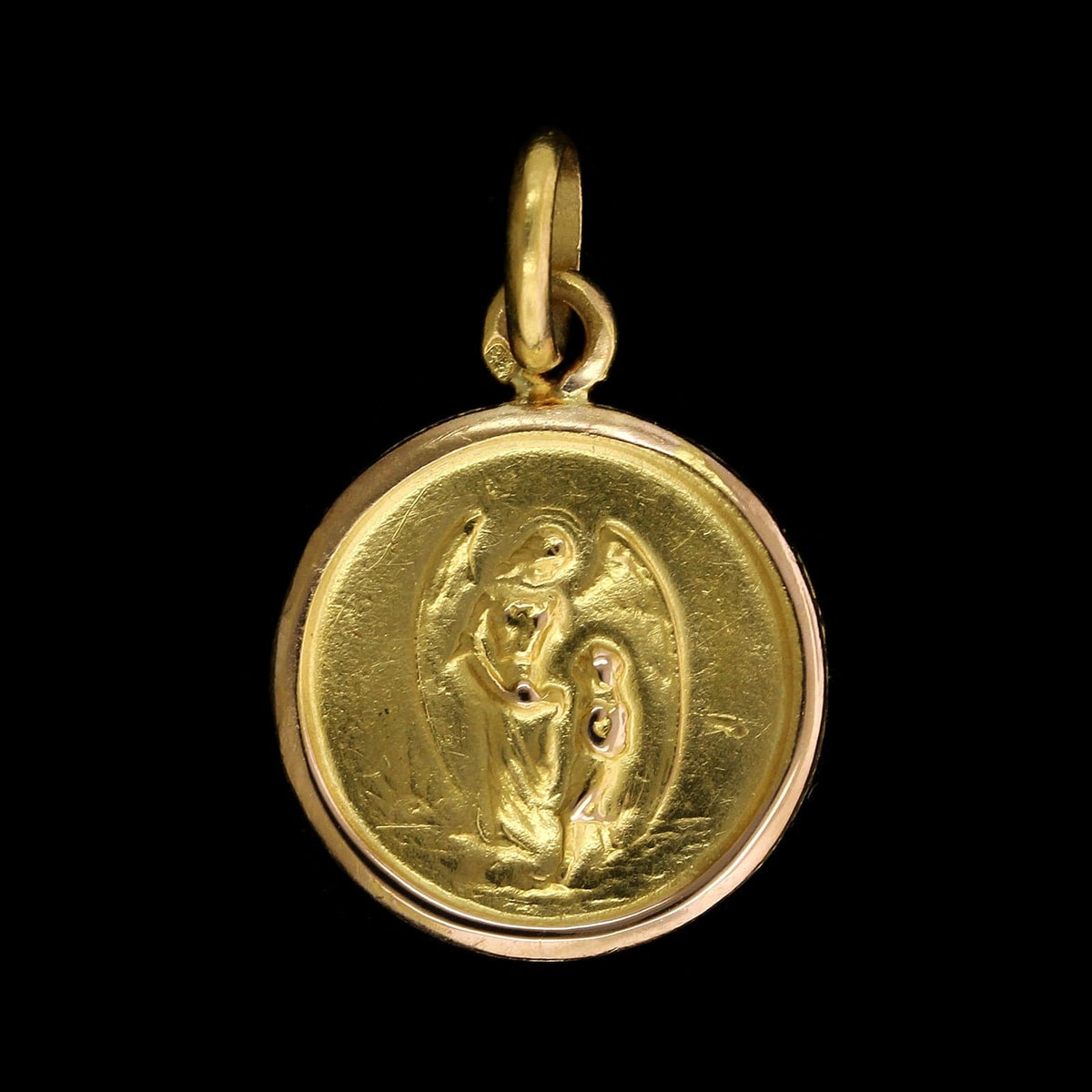19K Yellow Gold Estate Guardian Angel Medal