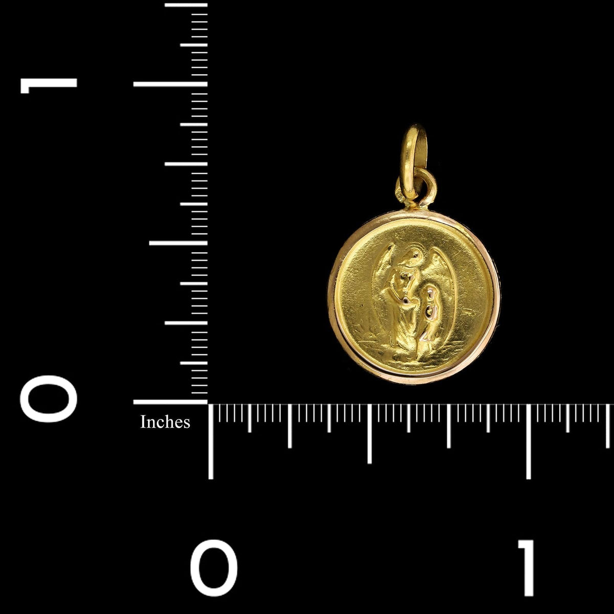 19K Yellow Gold Estate Guardian Angel Medal