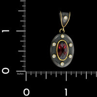 Lika Behar Sterling Silver and 24K Yellow Gold Garnet and Diamond Estate Pendant