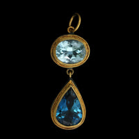 Lika Behar Sterling Silver 24K Yellow Gold Estate Blue Topaz Pendant