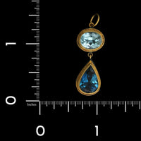Lika Behar Sterling Silver 24K Yellow Gold Estate Blue Topaz Pendant