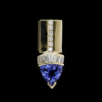 14K Yellow Gold Estate Tanzanite and Diamond Pendant