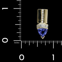 14K Yellow Gold Estate Tanzanite and Diamond Pendant
