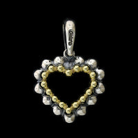 Lagos Sterling Silver and 18K Yellow Gold Estate Caviar Heart Pendant