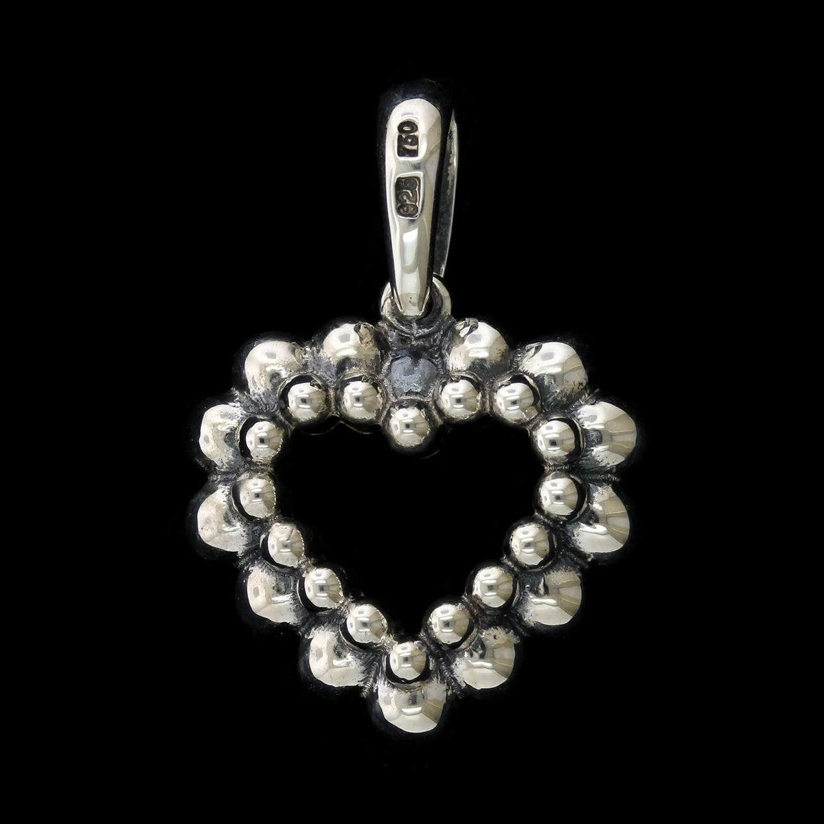 Lagos Sterling Silver and 18K Yellow Gold Estate Caviar Heart Pendant