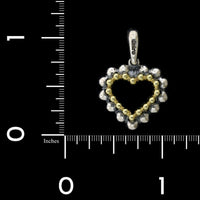 Lagos Sterling Silver and 18K Yellow Gold Estate Caviar Heart Pendant