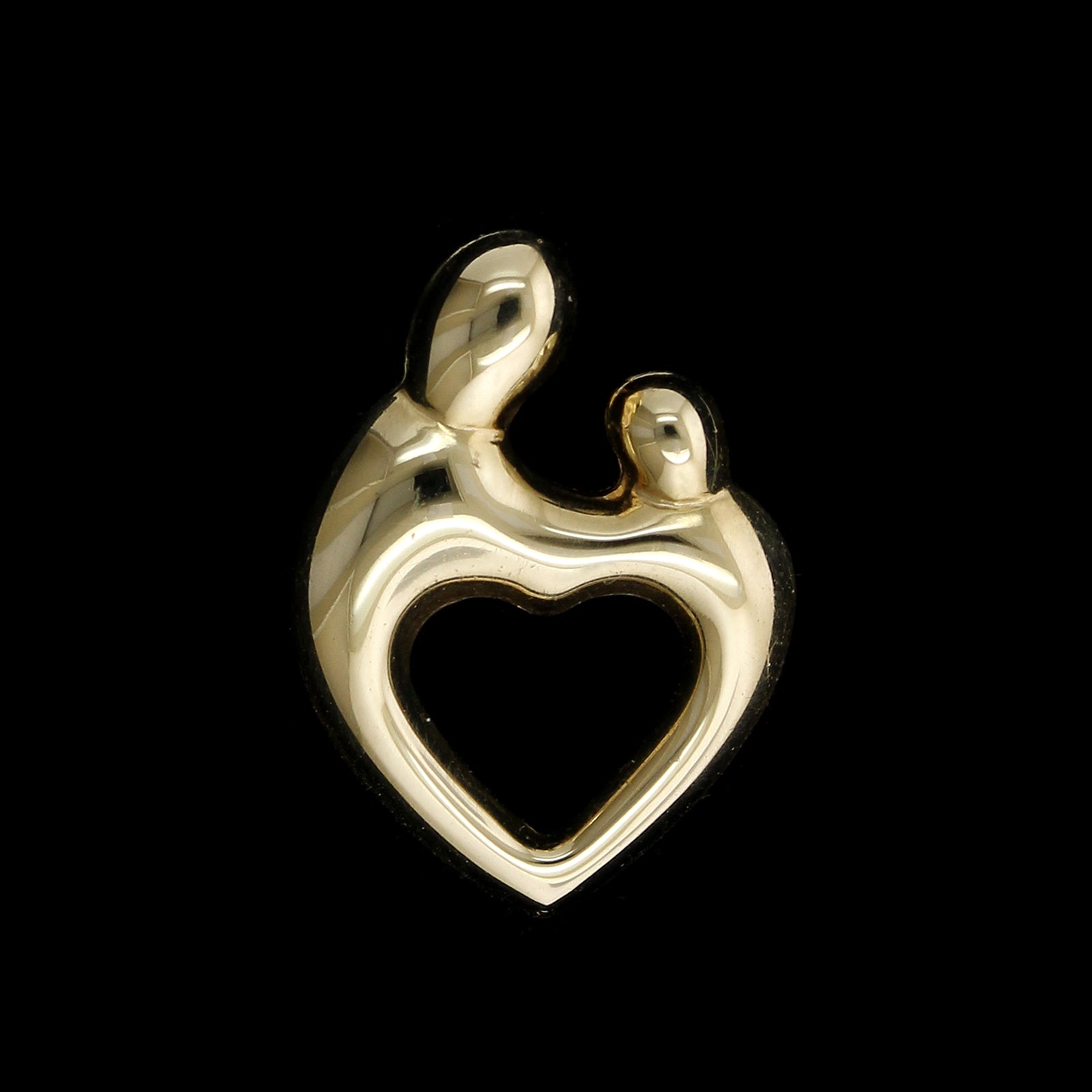 14K Yellow Gold Estate Heart Mother and Child Charm