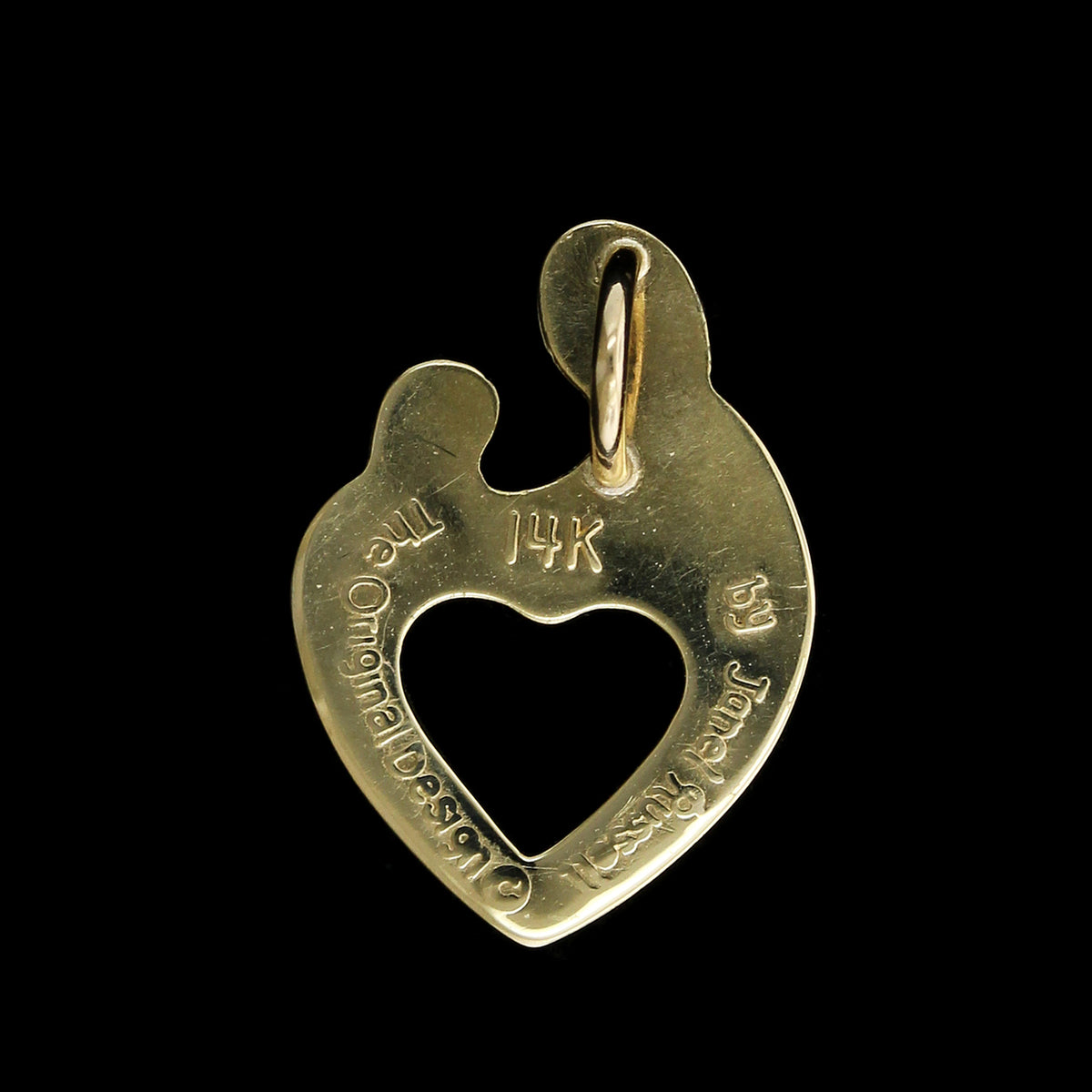 14K Yellow Gold Estate Heart Mother and Child Charm