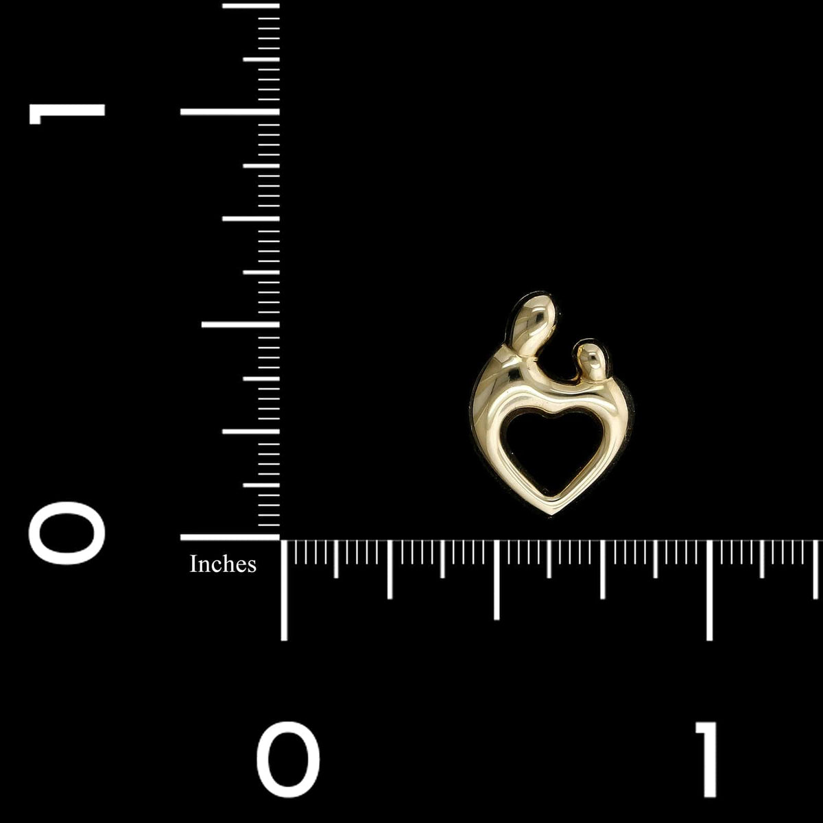 14K Yellow Gold Estate Heart Mother and Child Charm