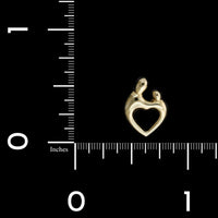14K Yellow Gold Estate Heart Mother and Child Charm