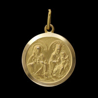 18K Yellow Gold Estate Jesus Mary and Joseph Medal Charm