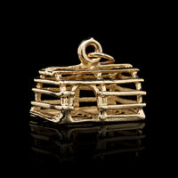 14K Yellow Gold Estate Lobster Trap Charm