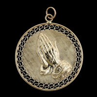 14K Yellow Gold Estate Praying Hands Charm