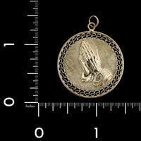 14K Yellow Gold Estate Praying Hands Charm