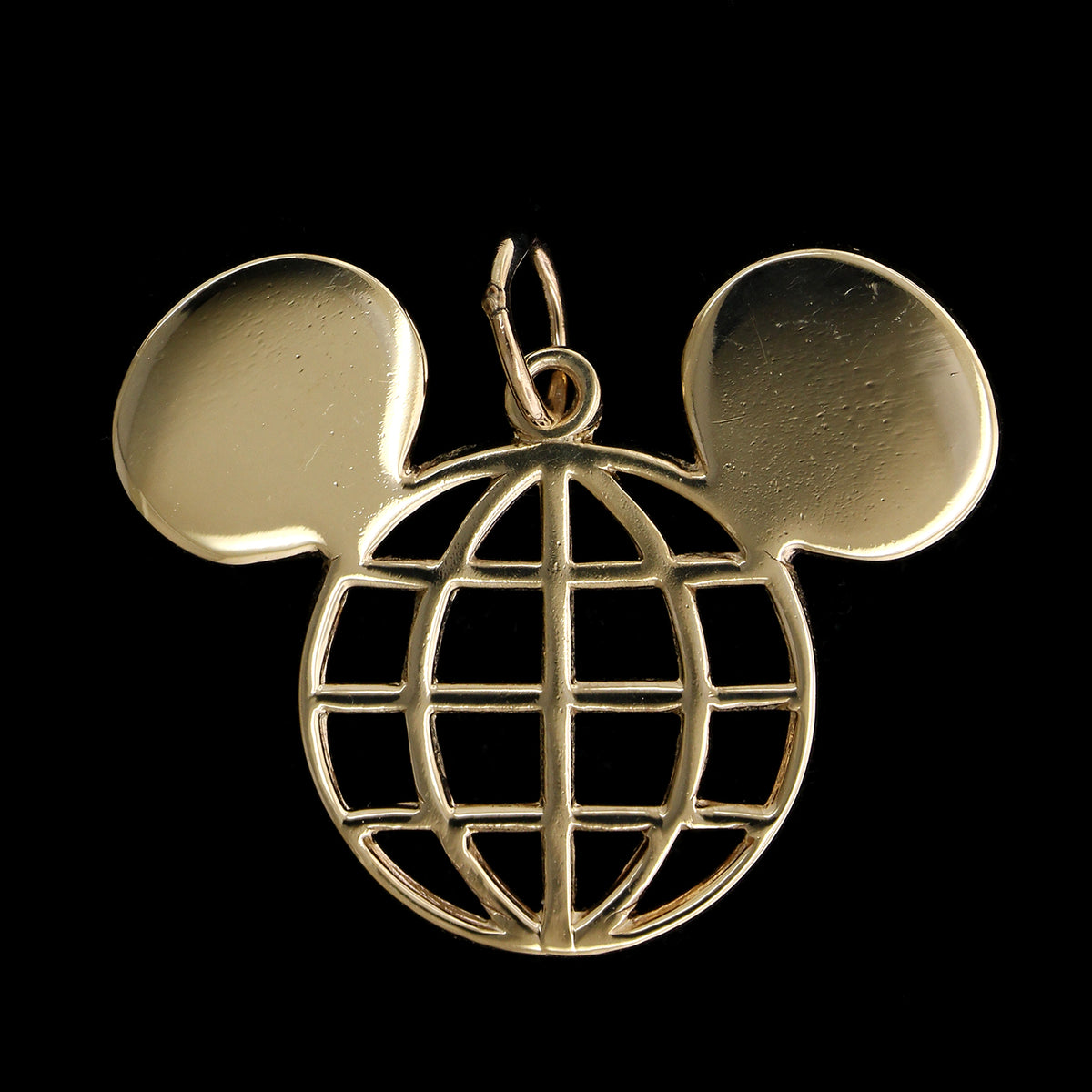 14K Yellow Gold Estate Mickey Mouse Globe Charm