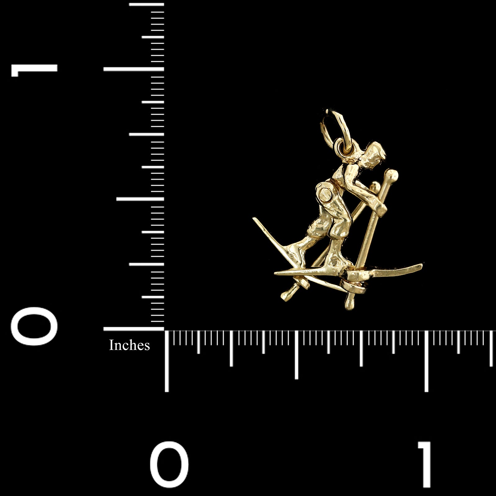 14K Yellow Gold Estate Cross Country Skiing Charm