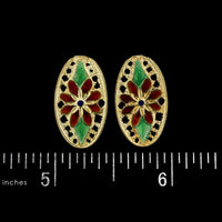 18K Yellow Gold Estate Enamel Flower Earrings