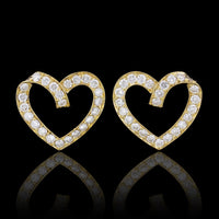 18K Yellow Gold Estate Diamond Heart Earrings