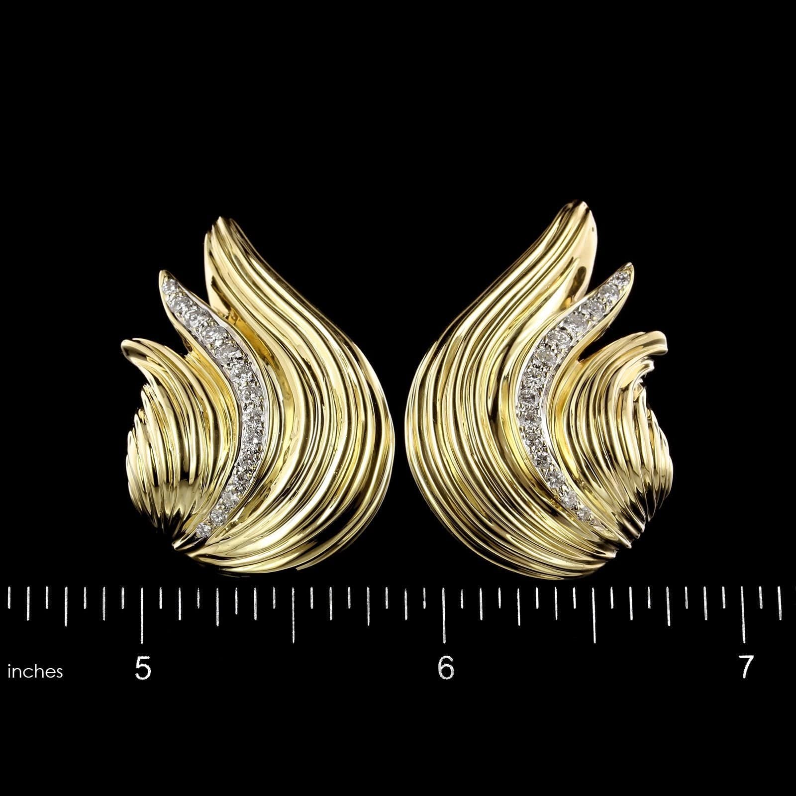 18K Yellow Gold Estate Diamond Earrings